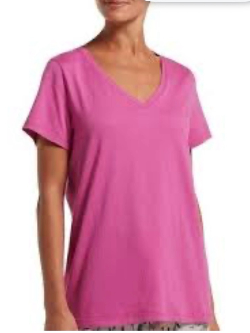 Women's V-Neck Short Sleeve Top - Pink